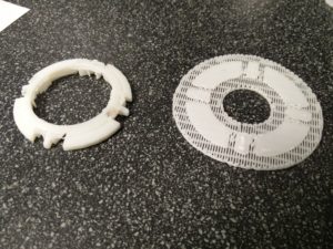 The ring to go around the button and printed support material