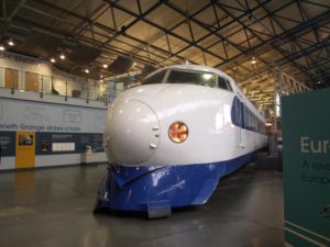 The engine and carriage of a Japanese Bullet Train