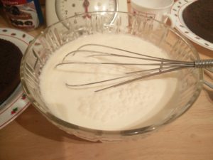 The sugar and whipping cream showing more promising signs of whipping up