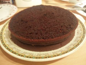 The second layer of the cake had been added