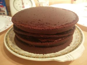 Another view of the layers of the cake