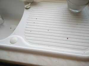 A draining board littered with sugar