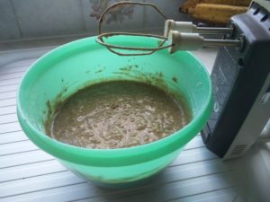 The cake mix fully mixed