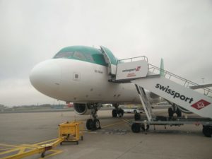 The plane we would be catching to Dublin, as seen from the tarmac