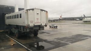 Another view of the shuttle parked at the terminal building