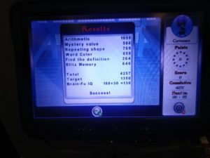 The scoring screen from the IQ test game that I'd played