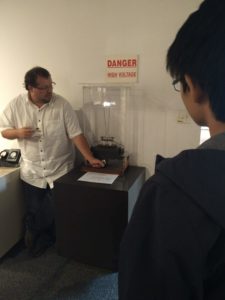 A Jacob's ladder being demonstrated